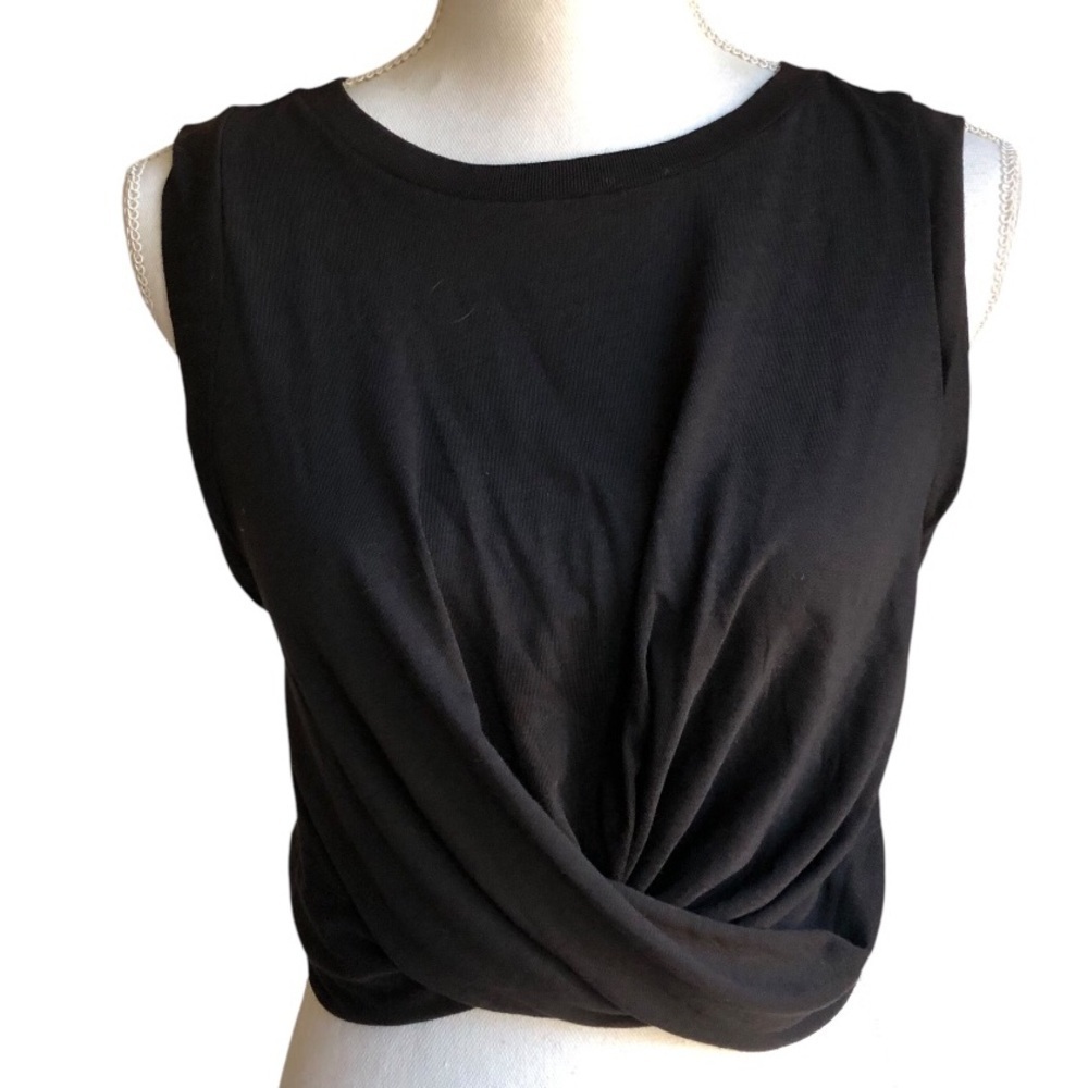 FP Movement by Free People Black Twist-Front Crop Top